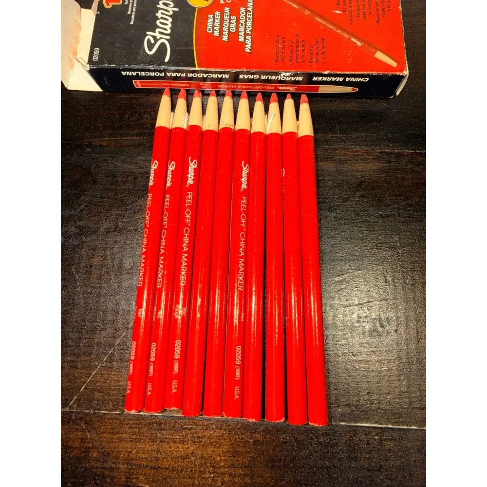 Sharpie 02059 Peel-Off China Marker Grease Pencils Red‎ 10 Count Box USA Made